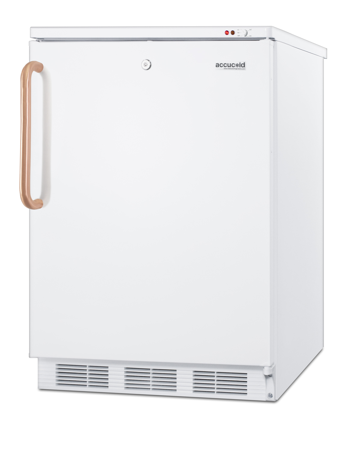 24 in. wide counter height all-freezer capable of -25 C operation with pure copper handle and front-mounted lock